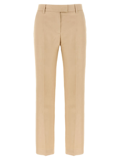 Chinos Pants by Alberto Biani for women in linen & viscose beige features an perennial straight-leg and long, expertly tailored with a perennial for a refined silhouette.