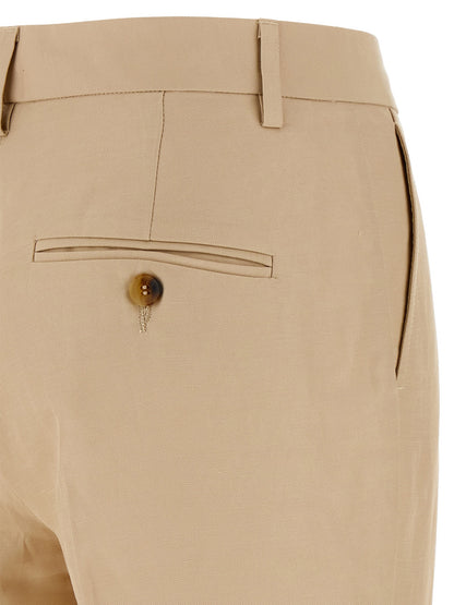 Chinos Pants by Alberto Biani for women in linen & viscose beige features an sharp straight-leg and long with a , highlighting a sharp silhouette for a sophisticated look.
