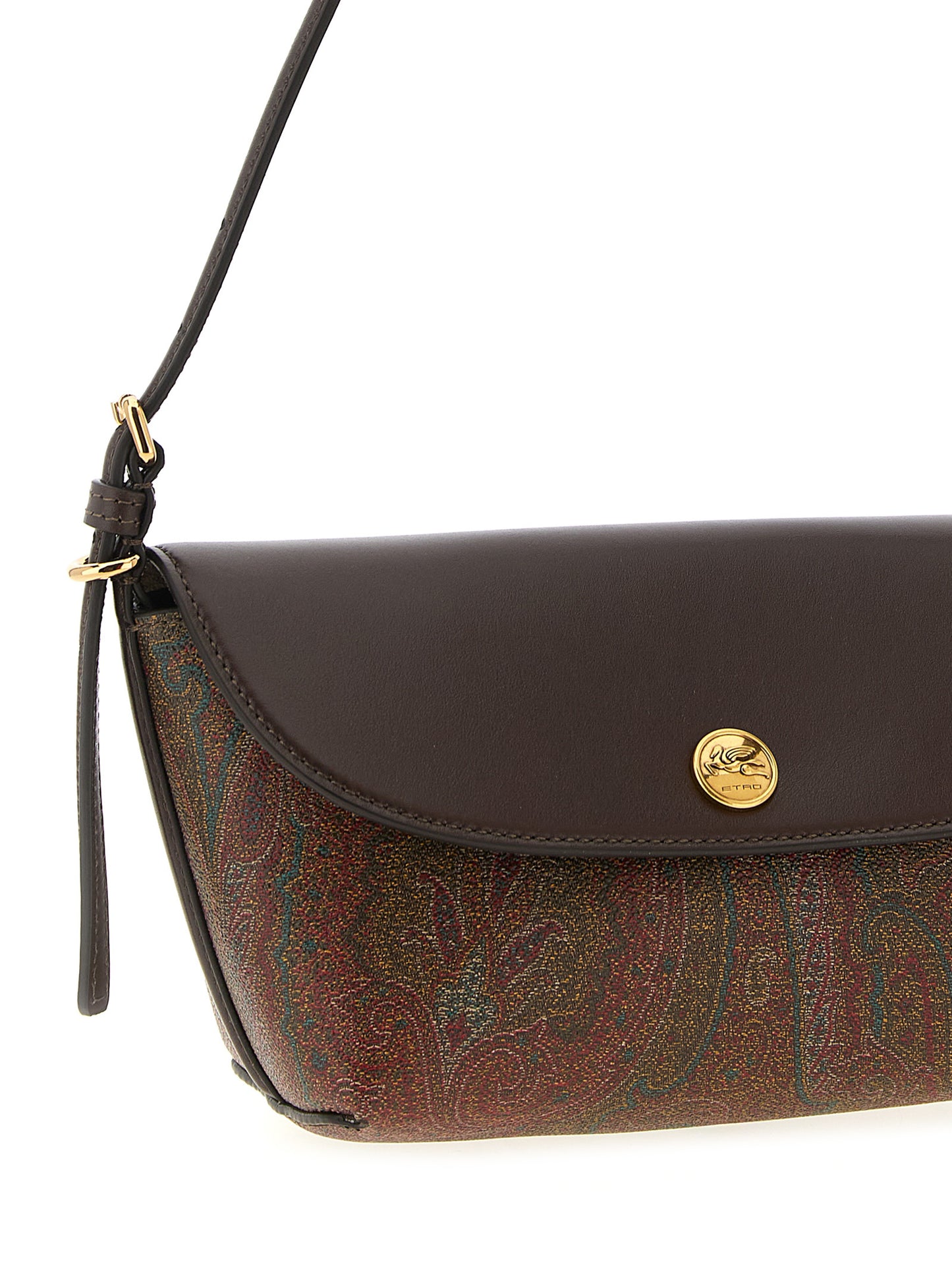 Small Shoulder Flap Bag by Etro for women in modal polyester cotton canvas multicolor, paisley & jacquard features a enviable silhouette, showcasing a secure flap, magnetic & button, ample , and enviable shoulder-strap, adjustable-strap & handle for a enviable finish.