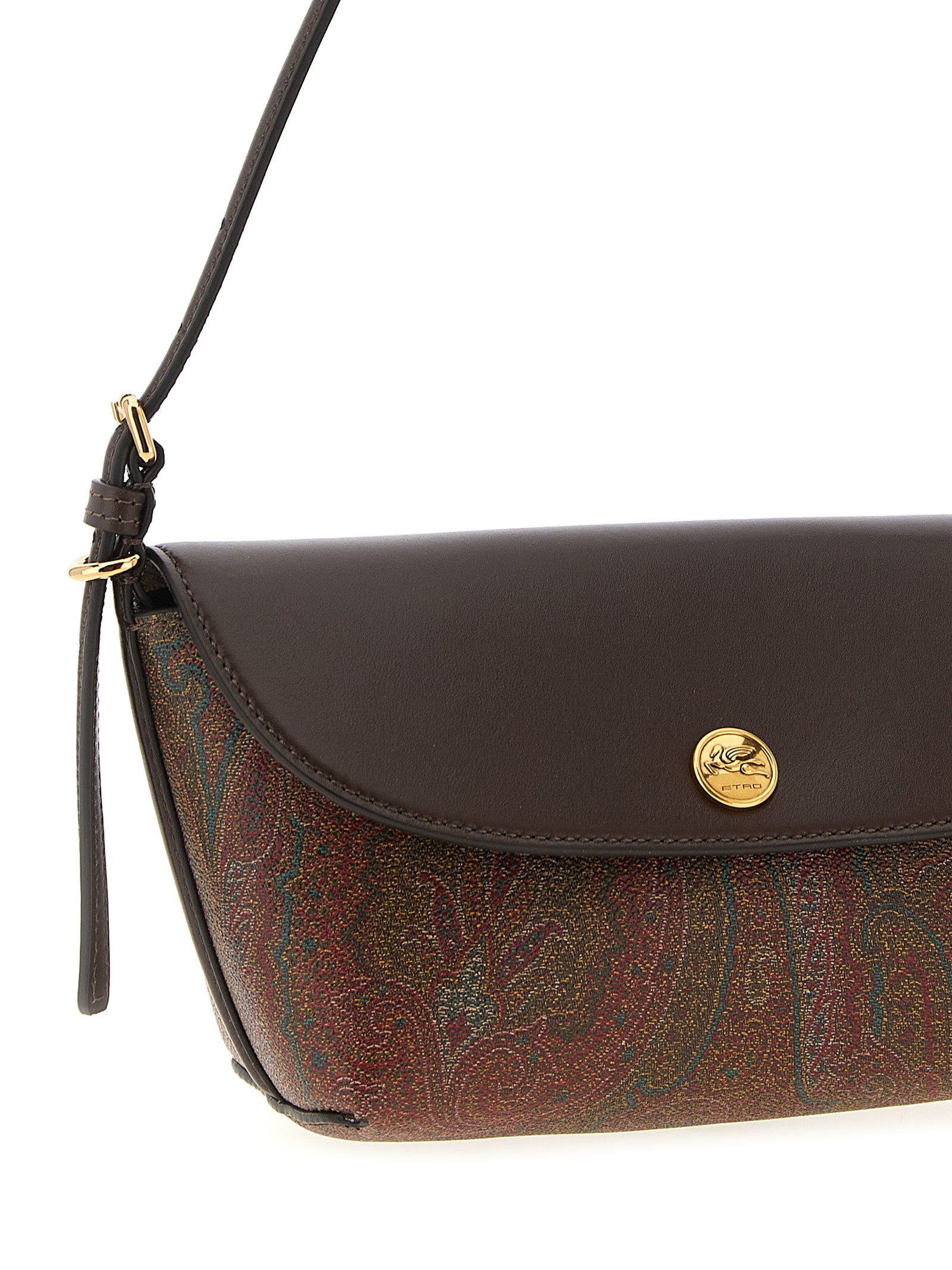 Small Shoulder Flap Bag by Etro for women in modal polyester cotton canvas multicolor, paisley & jacquard features a enviable silhouette, showcasing a secure flap, magnetic & button, ample , and enviable shoulder-strap, adjustable-strap & handle for a enviable finish.
