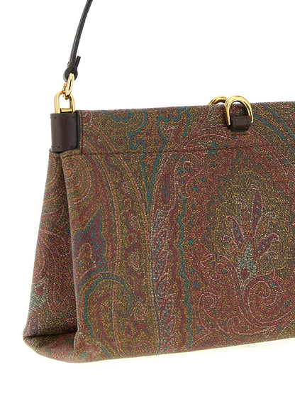 Mini Clutch Handbag by Etro for women in pvc & polyethylene brown, patterned, paisley & jacquard features a sculptural silhouette with a secure magnetic, organized , and versatile adjustable-strap & handle for a sculptural finish.