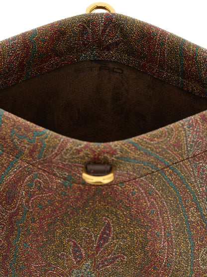 Mini Clutch Handbag by Etro for women in pvc & polyethylene brown, patterned, paisley & jacquard features a architectural silhouette, showcasing a secure magnetic, ample , and versatile adjustable-strap & handle for a architectural finish.