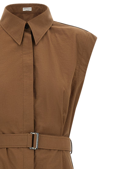 Dress by Brunello Cucinelli for women in polyamide cotton brown features an magnificent silhouette, artfully detailed with a magnificent and that flows into an magnificent midi.
