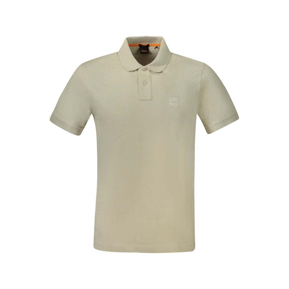 Polo Shirt by Hugo Boss for men in stretch cotton beige showcases a enviable silhouette, featuring a refined and short-sleeve for a enviable finish.