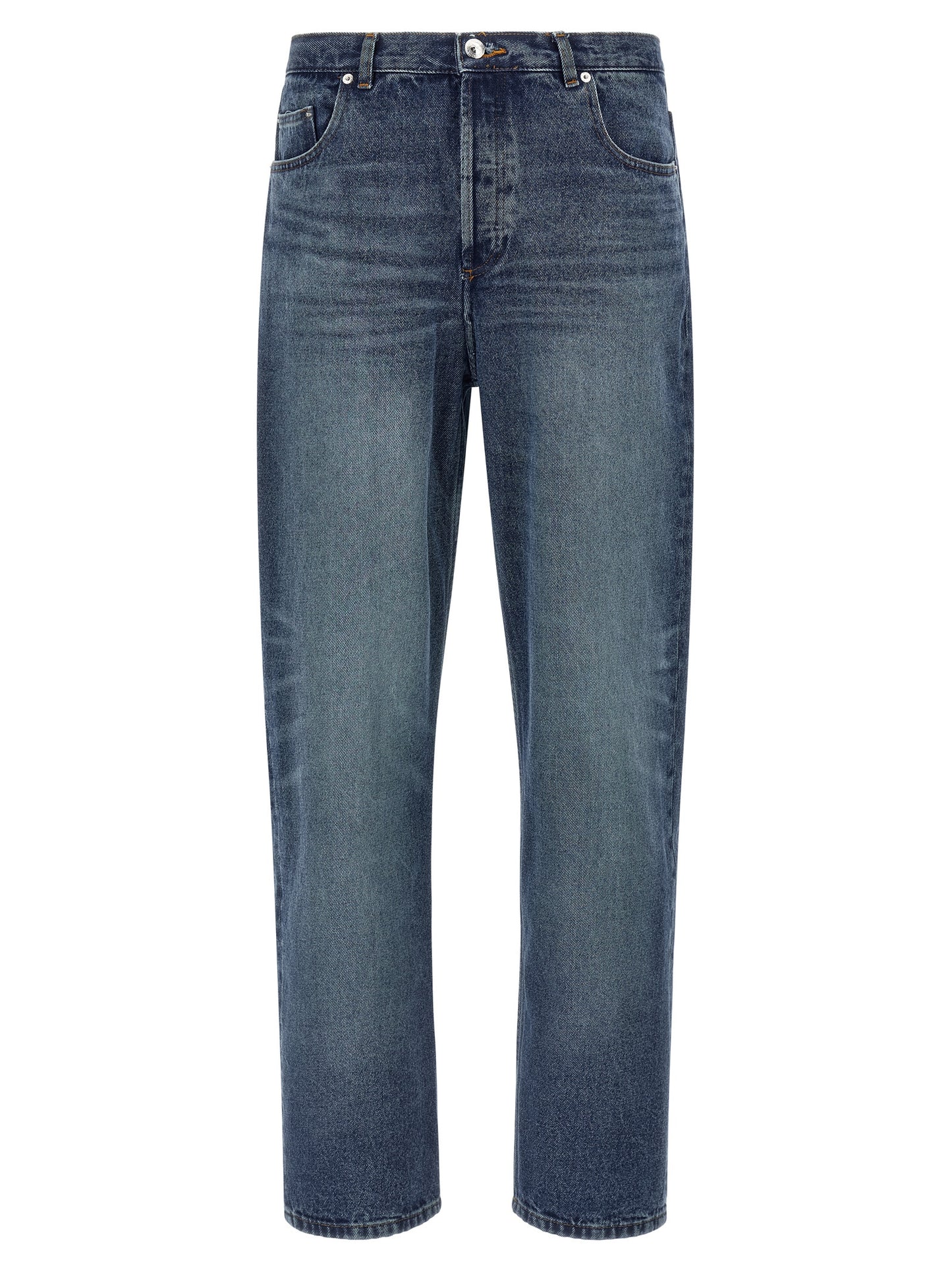 Jeans by A.P.C. for men in denim cotton blue & silver features an sartorial straight-leg and long with a cut for a sartorial finish.