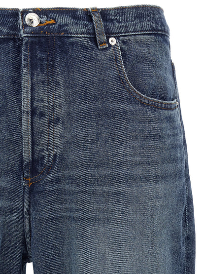 Jeans by A.P.C. for men in denim cotton blue & silver presents a refined pantology silhouette, artfully defined by a refined pantology straight-leg, long, and a sophisticated .