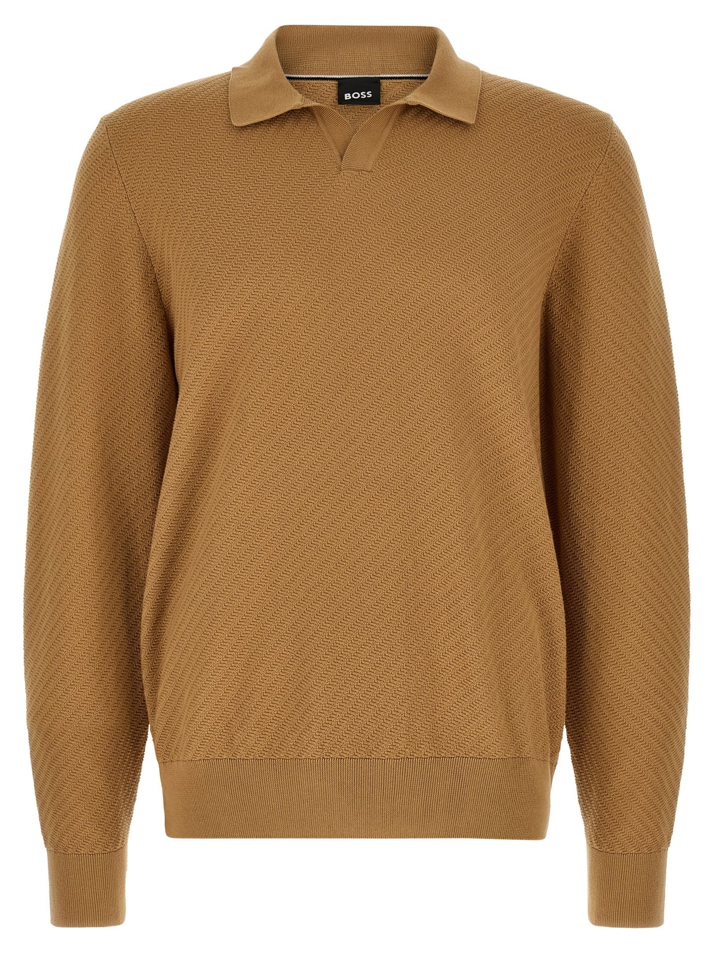 Polo Shirt by Hugo Boss for men in cotton brown, camel & patterned presents a crisp silhouette, artfully detailed with a crisp and crisp .