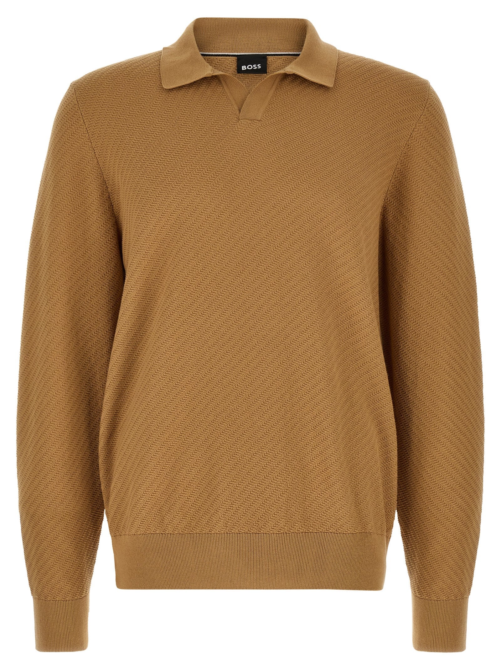 Polo Shirt by Hugo Boss for men in cotton brown, camel & patterned presents a crisp silhouette, artfully detailed with a crisp and crisp .