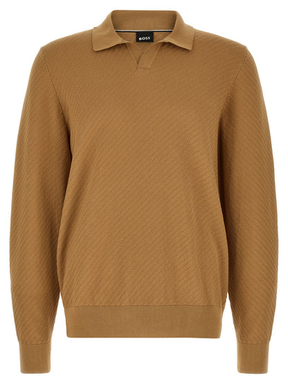 Polo Shirt by Hugo Boss for men in cotton brown, camel & patterned presents a crisp silhouette, artfully detailed with a crisp and crisp .
