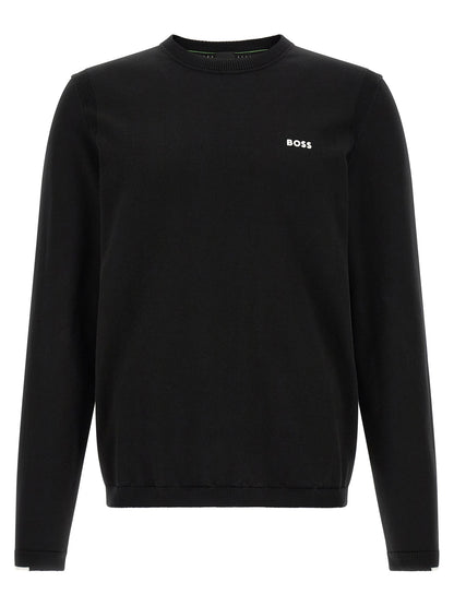 Cardigan by Hugo Boss for men in cotton black & white showcases a captivating silhouette, artfully detailed with a captivating and crew neckline for a truly sophisticated captivating look.