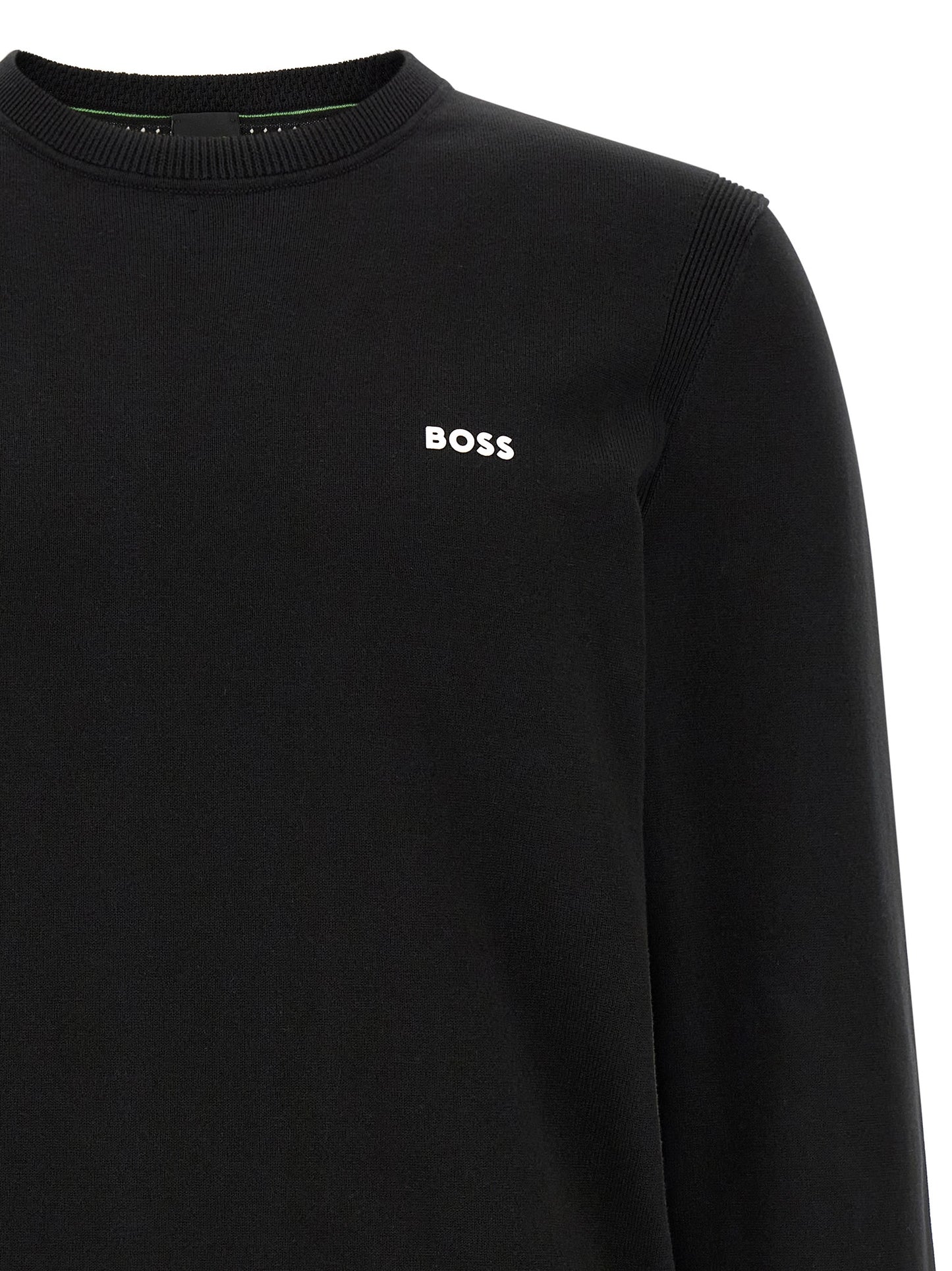 Cardigan by Hugo Boss for men in cotton black & white features a nuanced silhouette with a refined crew neckline and nuanced detailing for a sophisticated look.