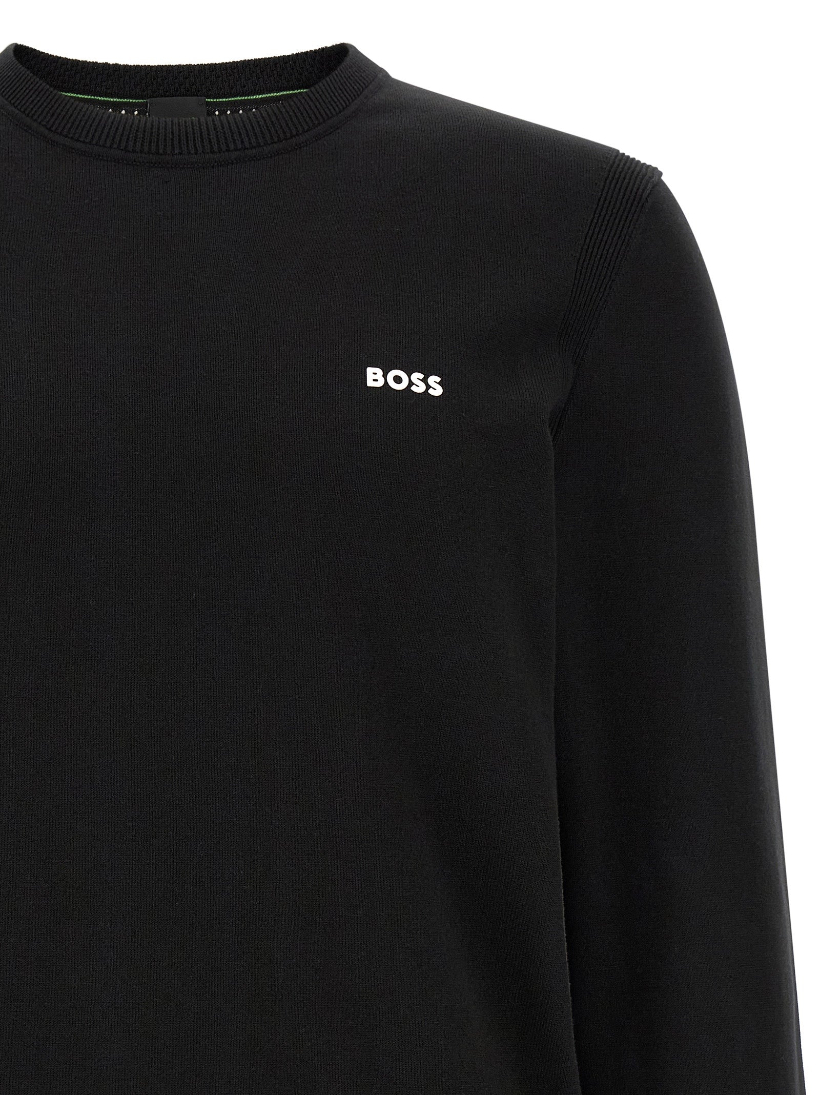 Cardigan by Hugo Boss for men in cotton black & white features a nuanced silhouette with a refined crew neckline and nuanced detailing for a sophisticated look.