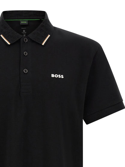 Polo Shirt by Hugo Boss for men in stretch cotton black, signature & monogram features a eye catching silhouette, showcasing a refined and for a eye catching finish.