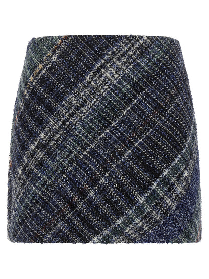 Skirt by Missoni for women in viscose cotton & wool blue & patterned features a sublime silhouette, showcasing the sublime design of the Women's Viscose Cotton & Wool Skirt in a sophisticated mini long.