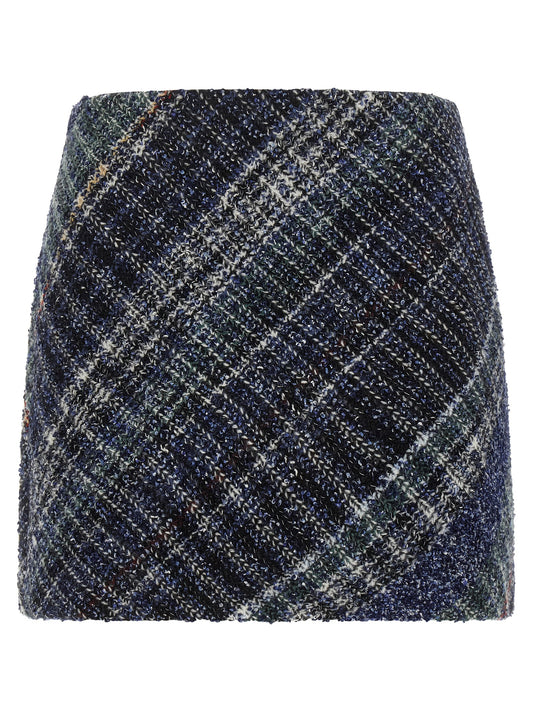 Skirt by Missoni for women in viscose cotton & wool blue & patterned features a sublime silhouette, showcasing the sublime design of the Women's Viscose Cotton & Wool Skirt in a sophisticated mini long.