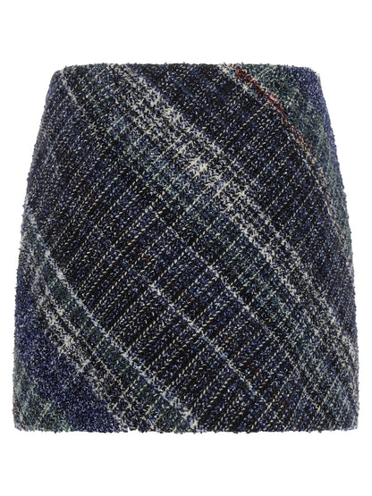 Skirt by Missoni for women in viscose cotton & wool blue & patterned features a contoured silhouette from the Women's Viscose Cotton & Wool Skirt collection, characterized by its contoured mini long for a contoured finish.