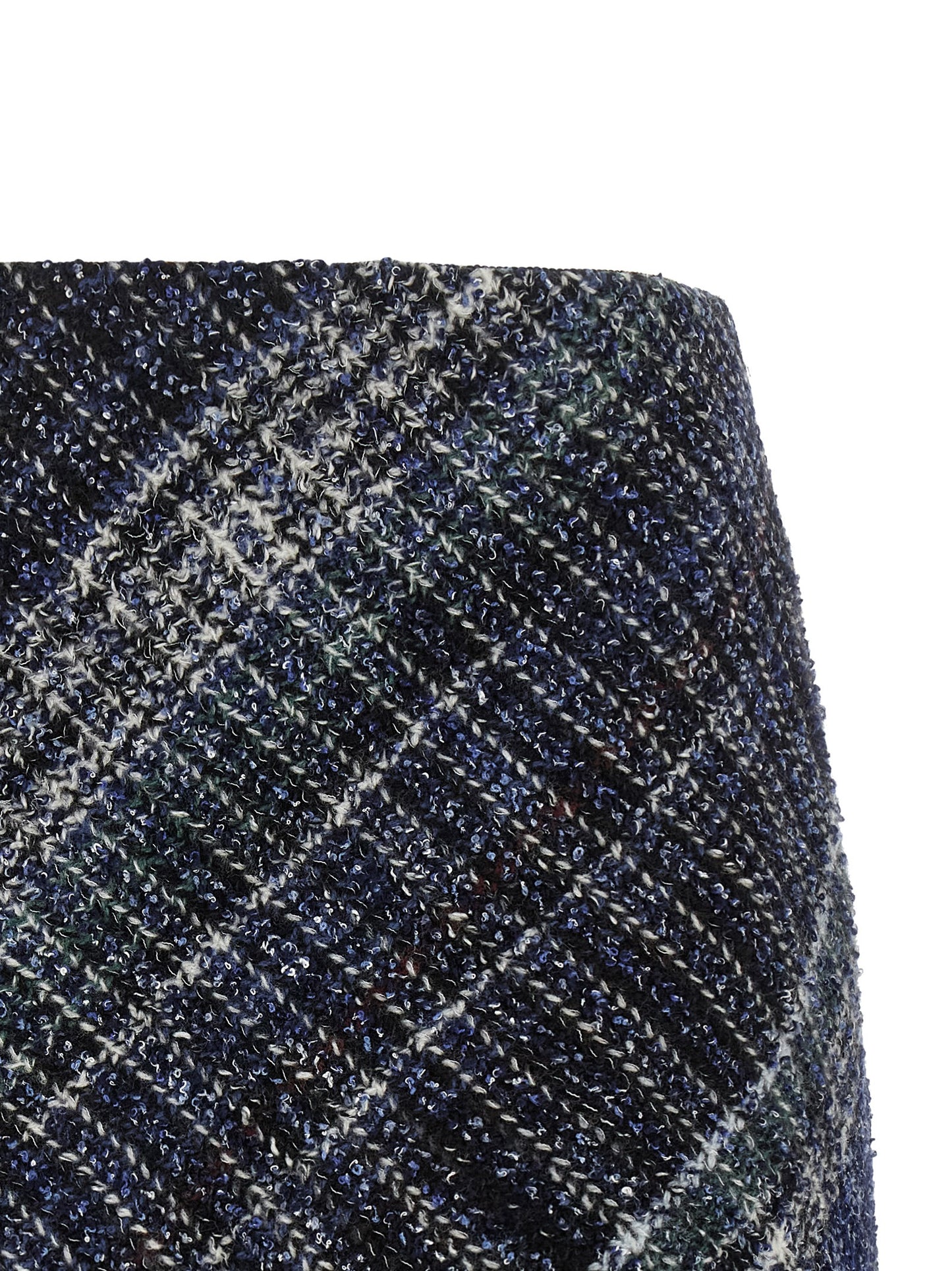 Skirt by Missoni for women in viscose cotton & wool blue & patterned features an tailored silhouette, artfully capturing the essence of Women's Viscose Cotton & Wool Skirt in a sophisticated mini long.