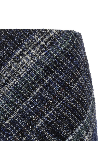 Skirt by Missoni for women in viscose cotton & wool blue & patterned features an tailored silhouette, artfully capturing the essence of Women's Viscose Cotton & Wool Skirt in a sophisticated mini long.