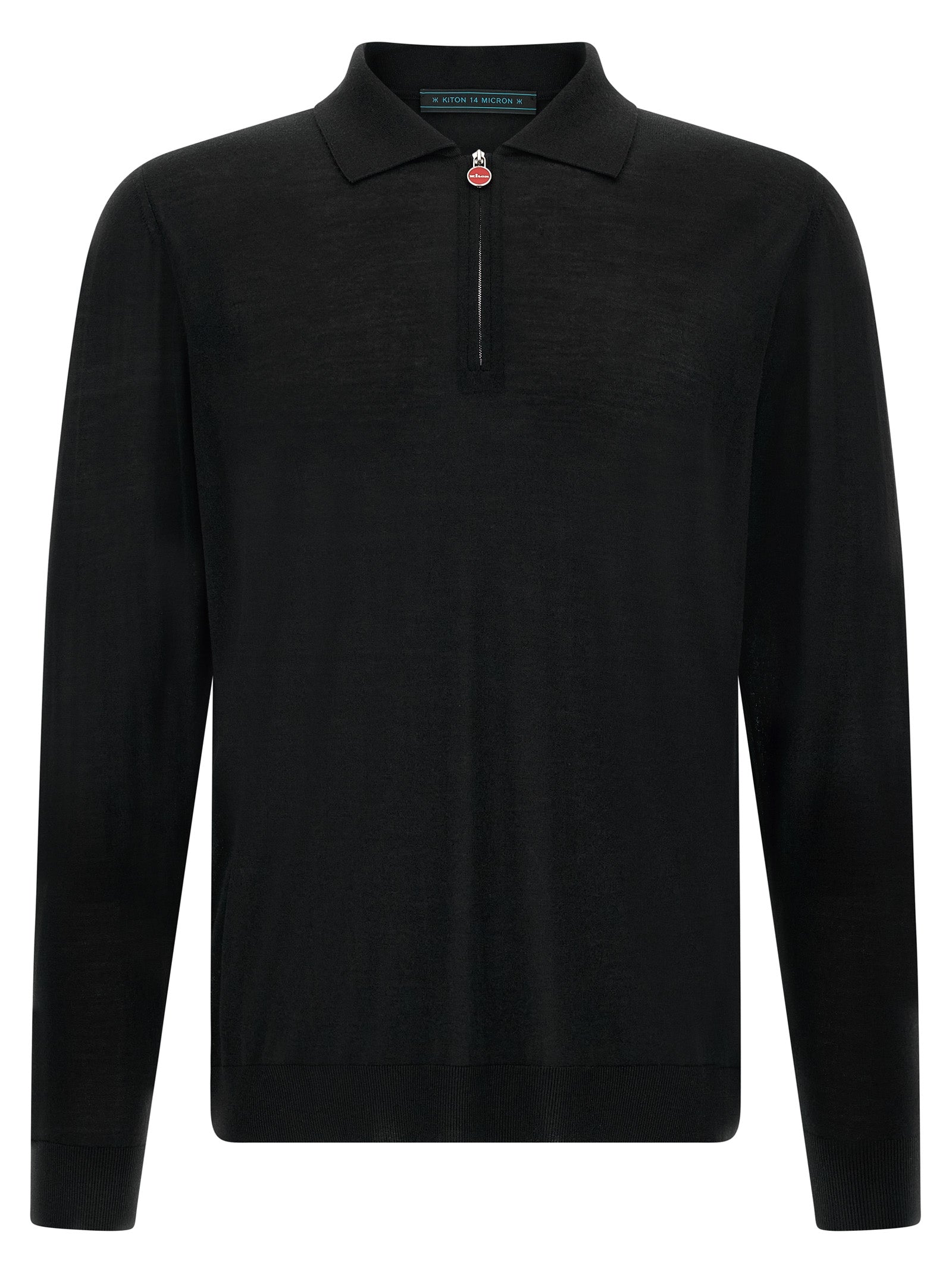 Polo Shirt by Kiton for men in wool black & red presents a distinguished silhouette, showcasing a sophisticated and distinguished for a truly distinguished finish.