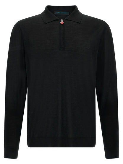 Polo Shirt by Kiton for men in wool black & red presents a distinguished silhouette, showcasing a sophisticated and distinguished for a truly distinguished finish.