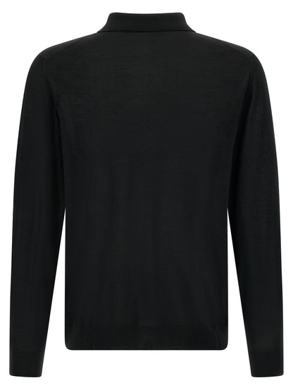 Polo Shirt by Kiton for men in wool black & red features a eye catching silhouette, showcasing a refined and for a eye catching finish.