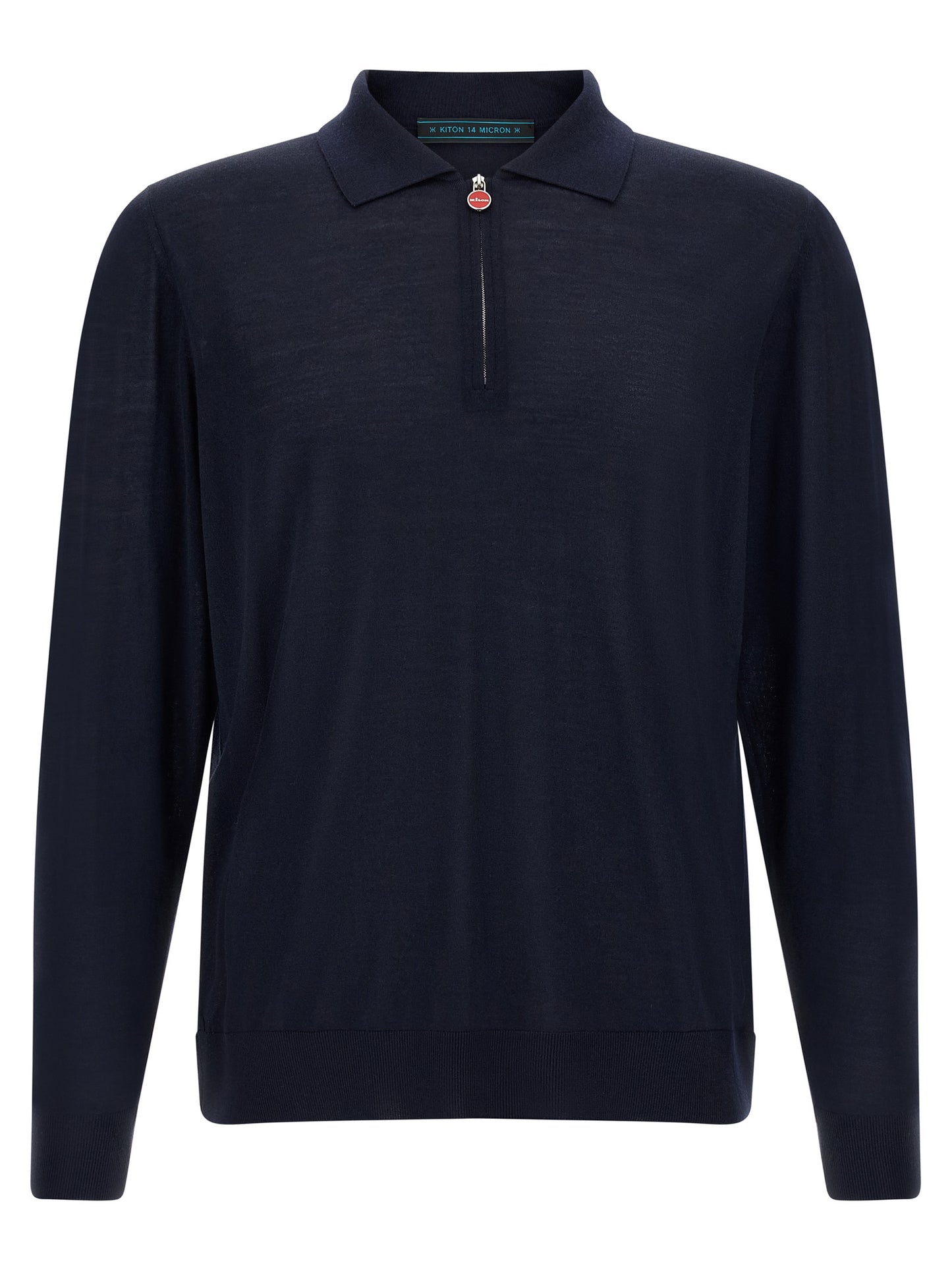 Polo Shirt by Kiton for men in wool navy & red presents a crisp silhouette, artfully detailed with a crisp and crisp .