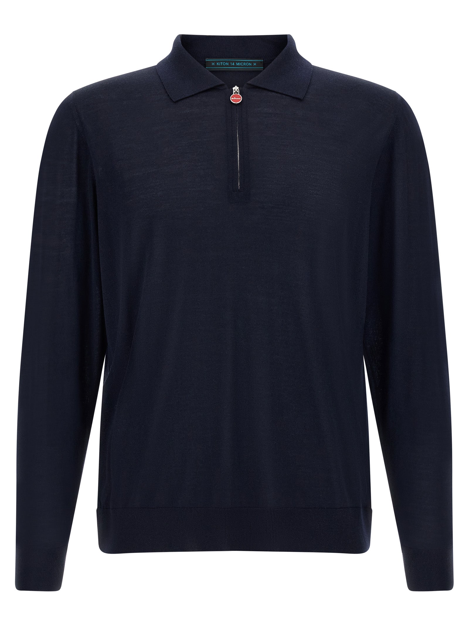 Polo Shirt by Kiton for men in wool navy & red presents a crisp silhouette, artfully detailed with a crisp and crisp .