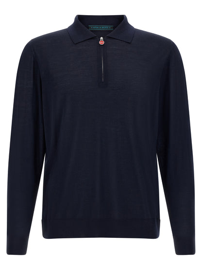 Polo Shirt by Kiton for men in wool navy & red presents a crisp silhouette, artfully detailed with a crisp and crisp .