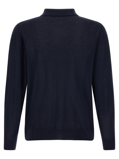 Polo Shirt by Kiton for men in wool navy & red presents a sleek silhouette, featuring a refined and for a sleek finish.