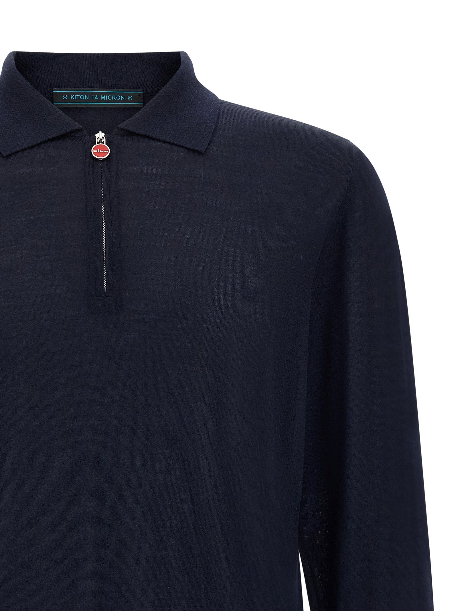 Polo Shirt by Kiton for men in wool navy & red showcases a sharp silhouette, detailed with a refined and sharp for a sophisticated finish.