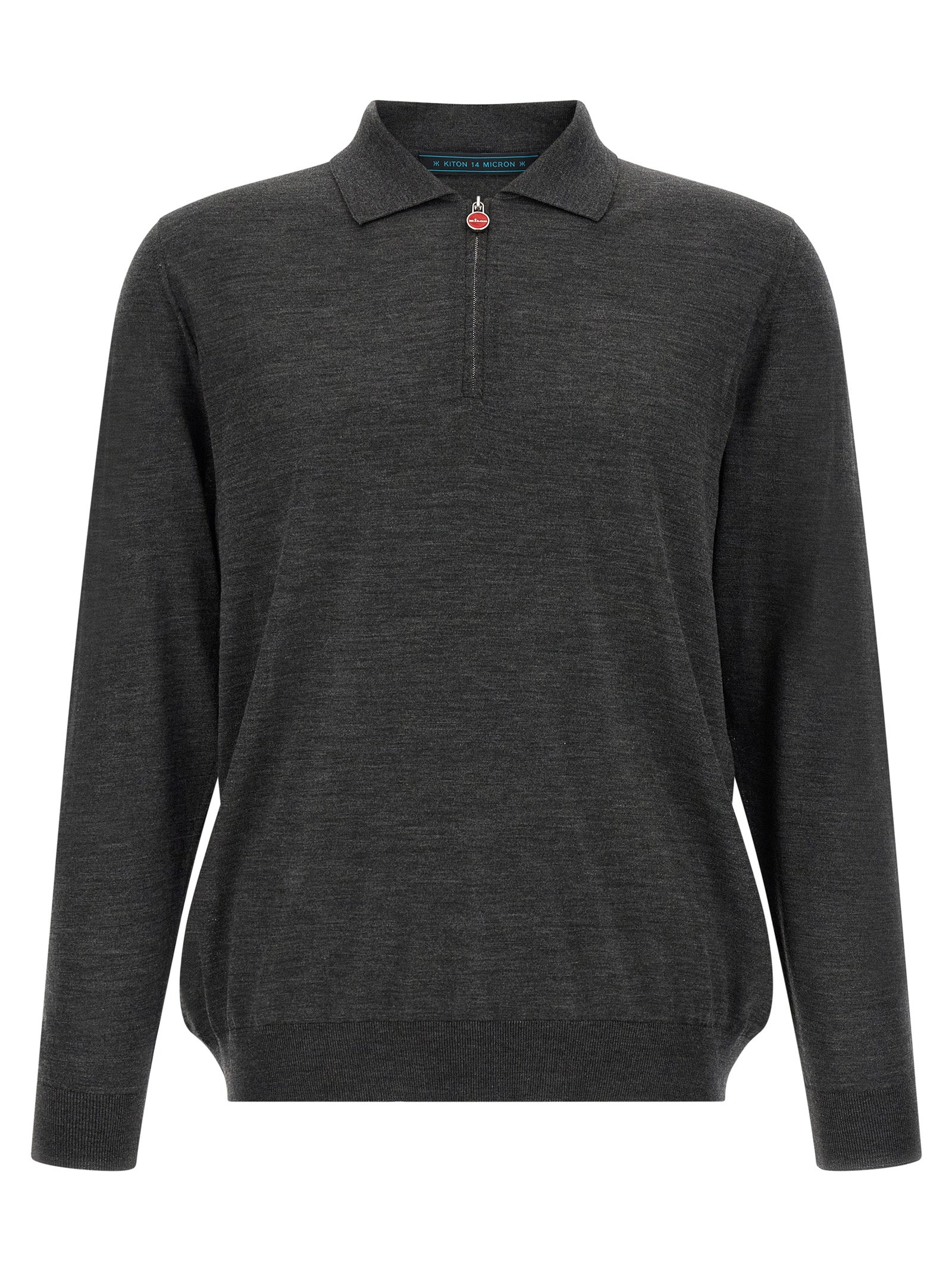Polo Shirt by Kiton for men in wool dark-gray & red features a eye catching silhouette, showcasing a refined and for a eye catching finish.