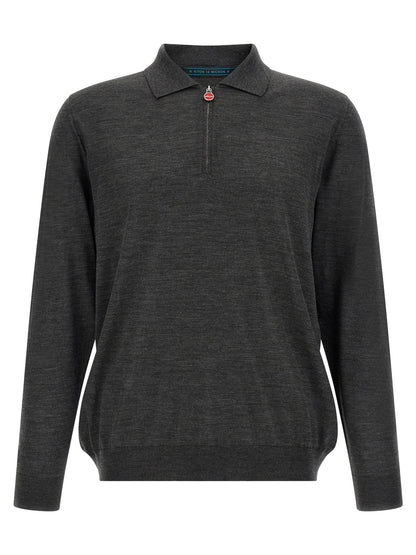 Polo Shirt by Kiton for men in wool dark-gray & red features a eye catching silhouette, showcasing a refined and for a eye catching finish.