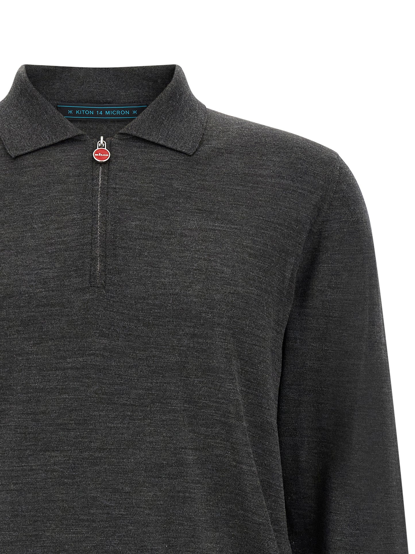 Polo Shirt by Kiton for men in wool dark-gray & red presents a distinguished silhouette, showcasing a sophisticated and distinguished for a truly distinguished finish.