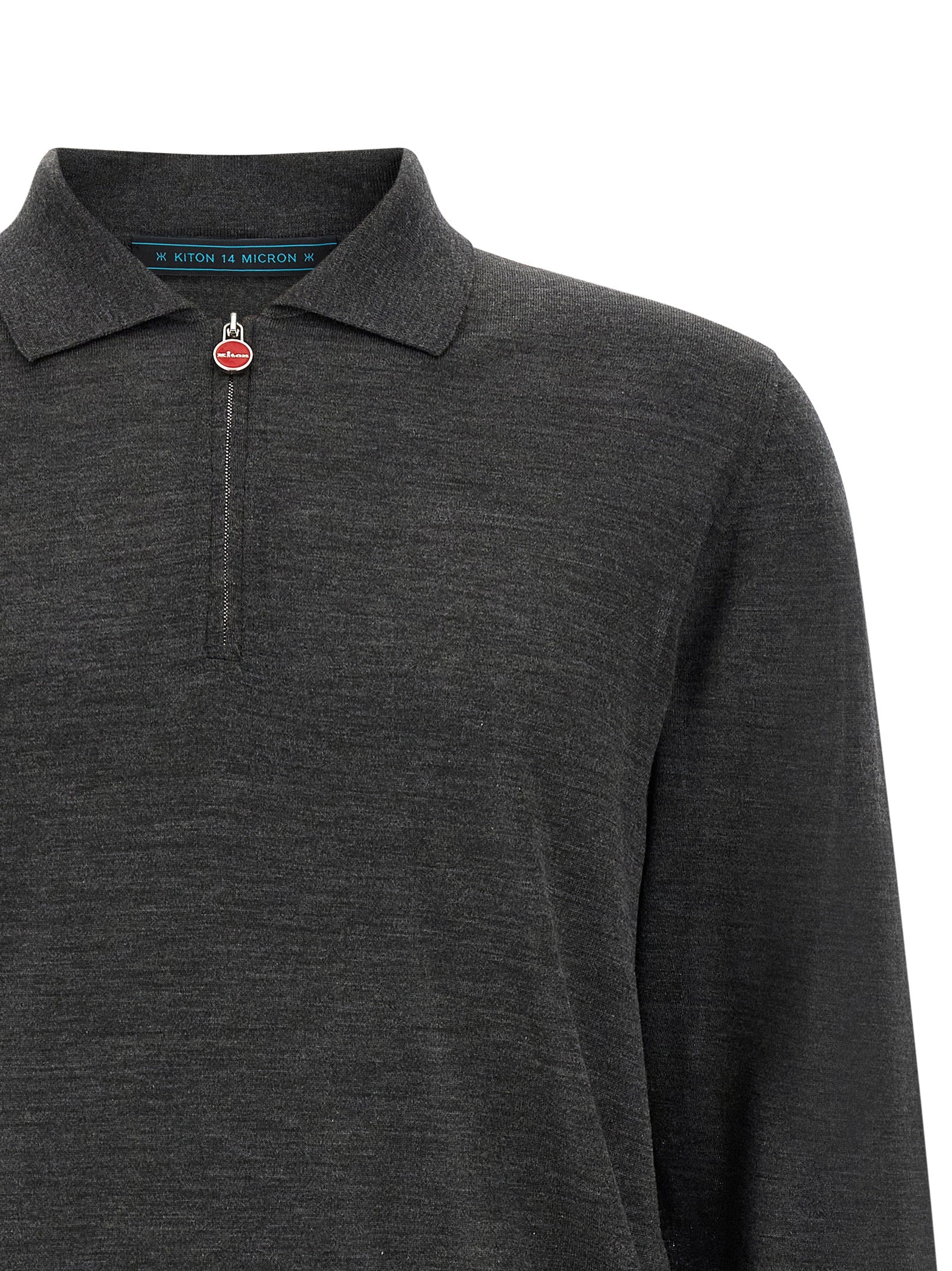 Polo Shirt by Kiton for men in wool dark-gray & red presents a distinguished silhouette, showcasing a sophisticated and distinguished for a truly distinguished finish.