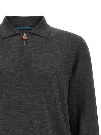 Polo Shirt by Kiton for men in wool dark-gray & red presents a distinguished silhouette, showcasing a sophisticated and distinguished for a truly distinguished finish.