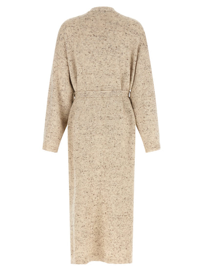 Cardigan by Fabiana Filippi for women in linen alpaca wool mohair & viscose beige features an impeccable silhouette, showcasing a sophisticated wrap v-neck neckline and detail for a truly impeccable finish.