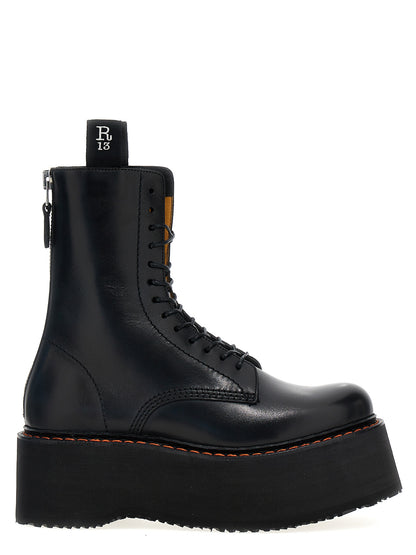Platform Lace-Up Boots by R13 for women in cowhide leather black features an effortless chic silhouette from the Women's Cowhide Leather Platform Lace-Up Boots collection, showcasing a effortless chic platform and refined for an effortless chic look.