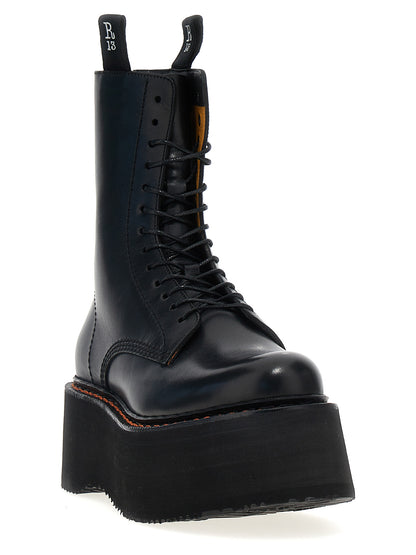 Platform Lace-Up Boots by R13 for women in cowhide leather black features an enchanting design from the Women's Cowhide Leather Platform Lace-Up Boots collection, highlighting a enchanting platform and for a refined look.