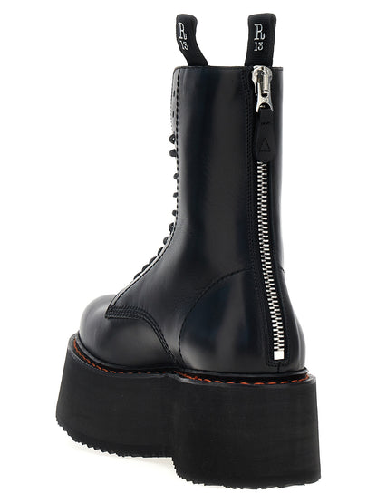 Platform Lace-Up Boots by R13 for women in cowhide leather black showcases a ergonomic silhouette from the Women's Cowhide Leather Platform Lace-Up Boots collection, featuring a ergonomic platform and a ergonomic .