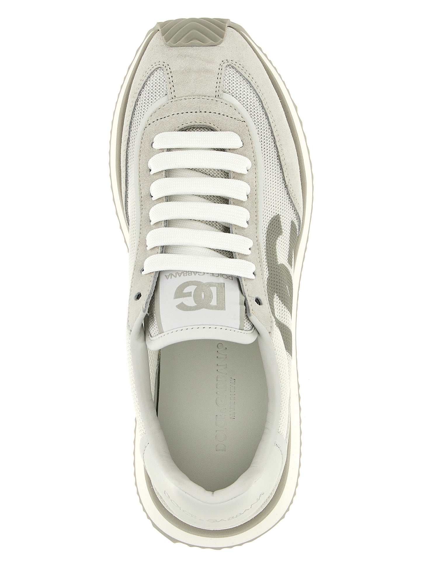 Sneakers by Dolce & Gabbana for men in suede calfskin leather & polyester gray features a chic design, perfectly showcasing the chic low-top style of this Men's Low Top Suede Calfskin Leather & Polyester Sneakers.