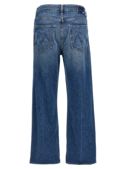 Jeans by Mother Denim for women in denim cotton blue presents a tailored silhouette, showcasing a tailored straight-leg & wide and long cut with a refined for a truly tailored aesthetic.