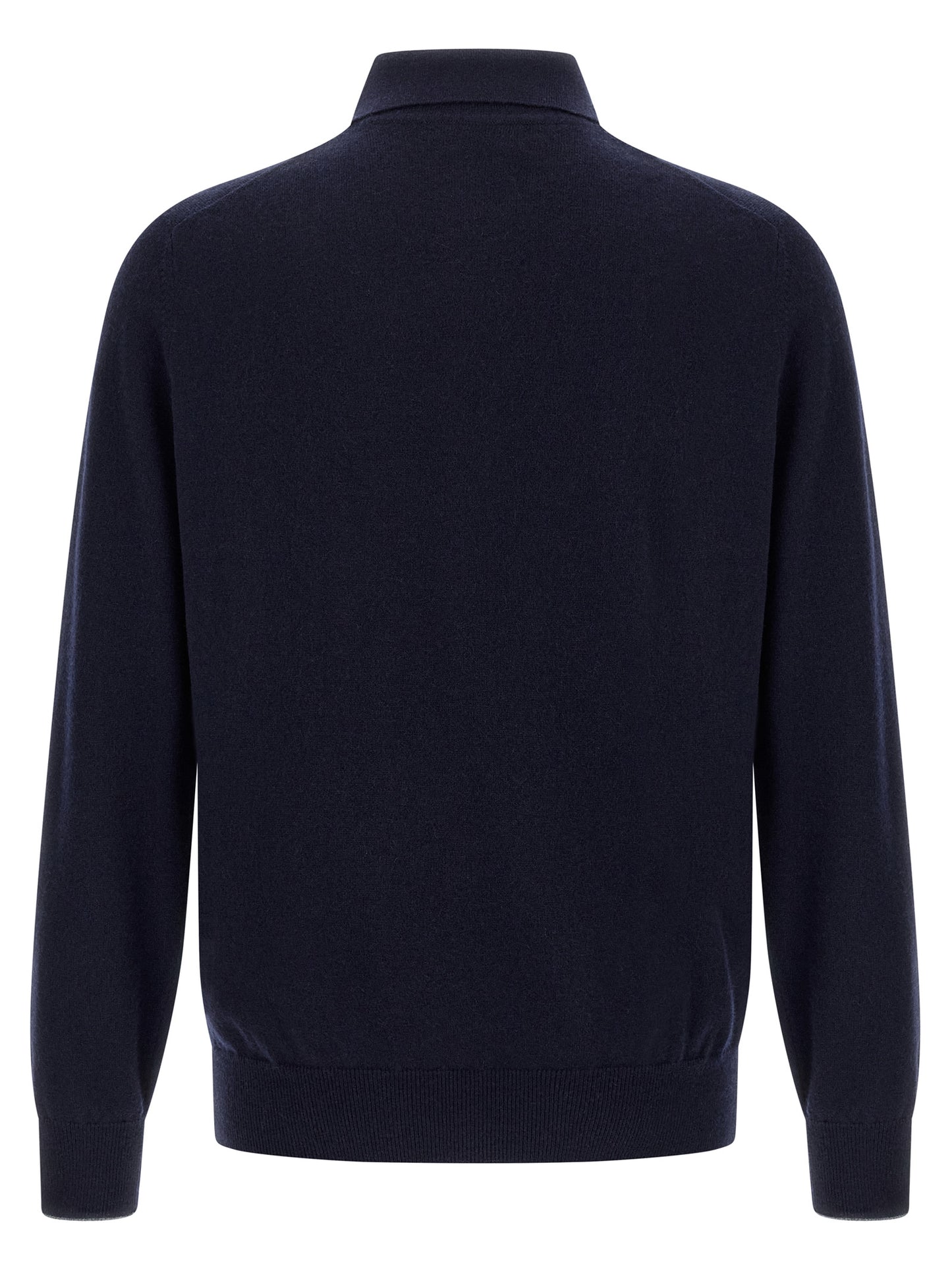 Polo Shirt by Brunello Cucinelli for men in cashmere blue presents a sleek silhouette, featuring a refined and for a sleek finish.