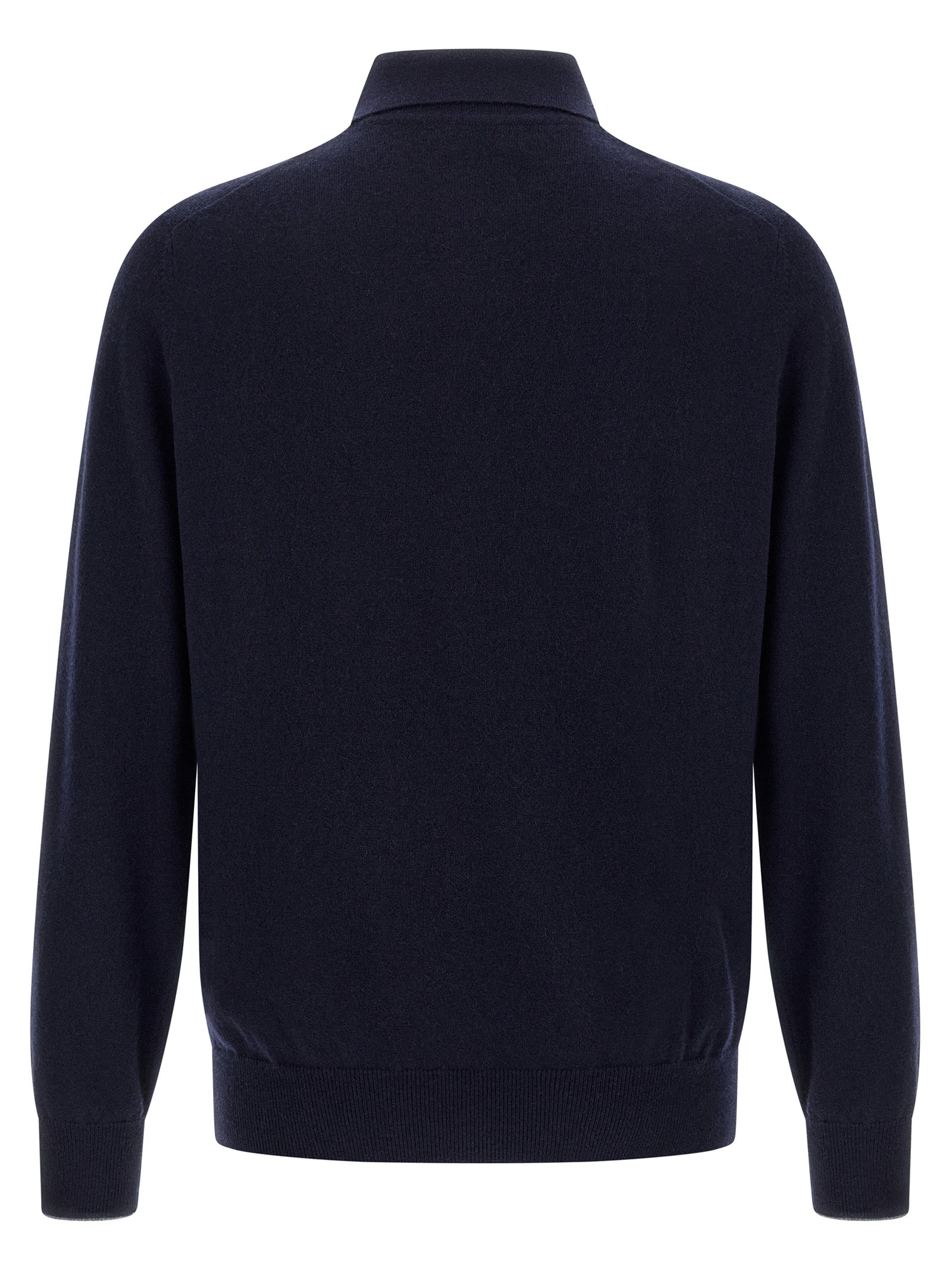 Polo Shirt by Brunello Cucinelli for men in cashmere blue presents a sleek silhouette, featuring a refined and for a sleek finish.