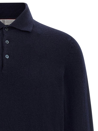 This Polo Shirt by Brunello Cucinelli for men in cashmere blue presents a flawless silhouette, showcasing flawless detailing and a refined for a truly flawless aesthetic.