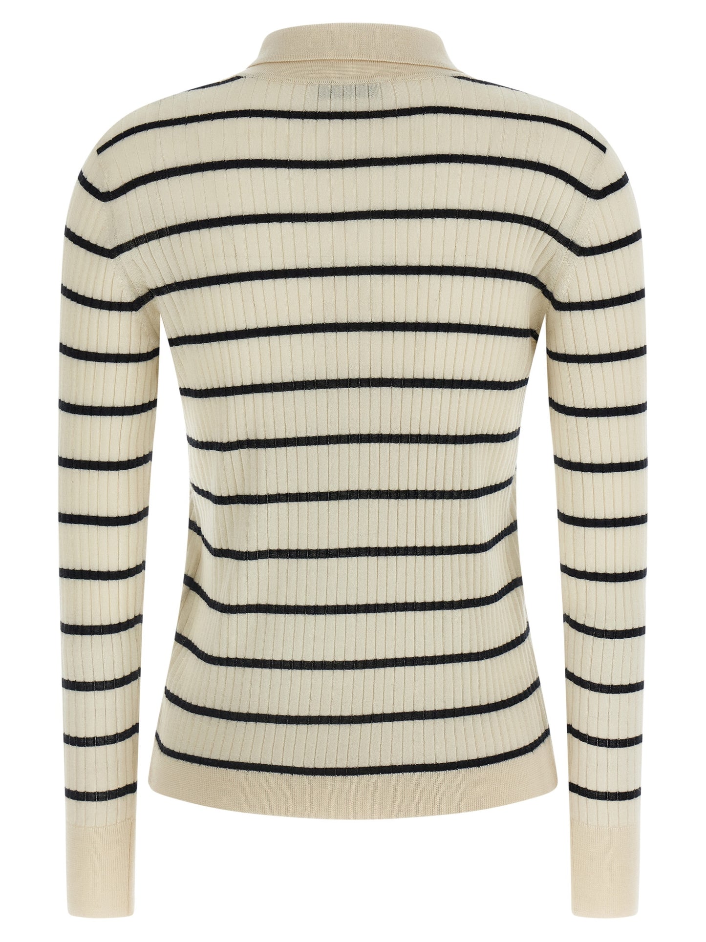 Max Mara Women's Cashmere Silk Polo Shirt - Blue Patterned Striped