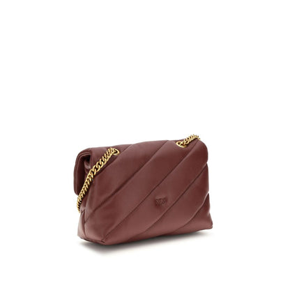 Mini 2-in-1 Shoulder & Crossbody Quilted Bag by PINKO for women in bos taurus calf leather bordeaux, gold & monogram features a distinguished silhouette, showcasing a secure magnetic & button and distinguished with versatile crossbody-strap & shoulder-strap for a distinguished finish.