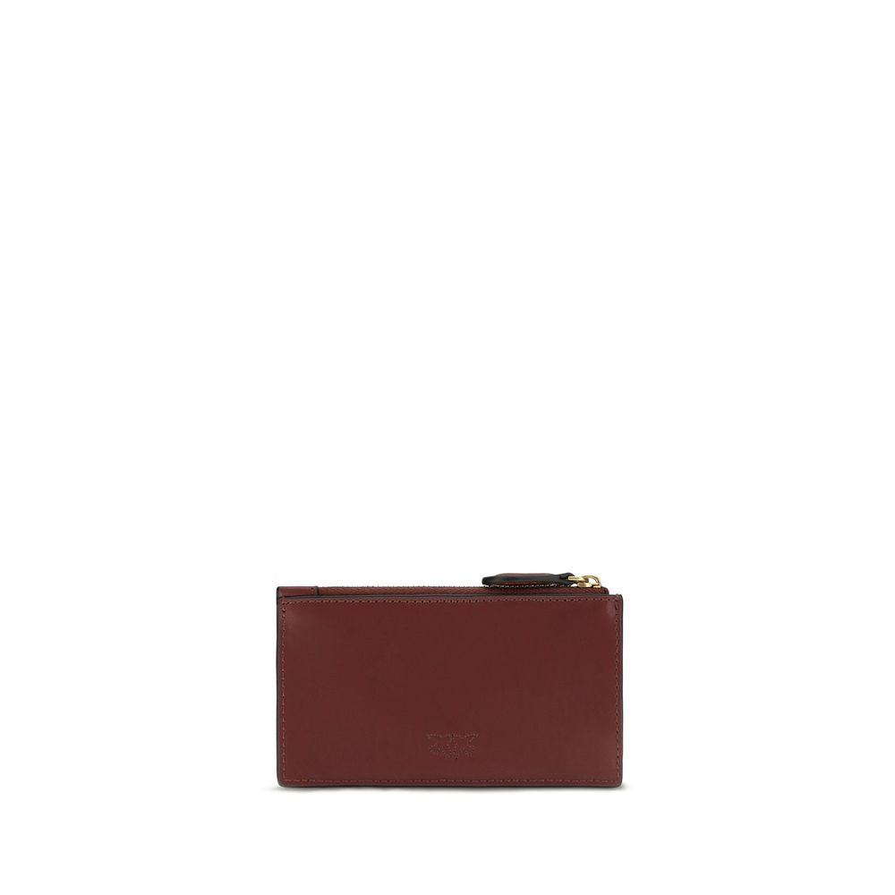 Cardholder Wallet by PINKO for women in bos taurus calf leather bordeaux & signature features a sleek silhouette, showcasing the sleek Love Birds Bos Taurus Calf Leather Cardholder Wallet design with sophisticated card-organization compact-design coin-purse for a premium look.
