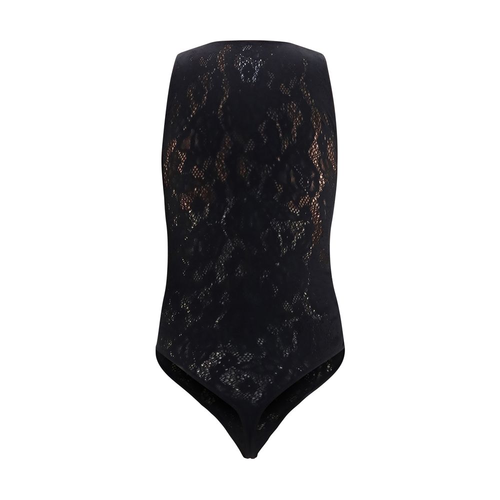 Bodysuit by Wolford for women in stretch polyamide black, rose, floral & signature features a exclusive silhouette, artfully finished with a exclusive and for a exclusive look.