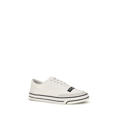 Sneakers by Dolce & Gabbana for women in cotton canvas & bos taurus calf leather cream & white features an fashionable silhouette, showcasing the premium Women's Low Top Cotton Canvas & Bos Taurus Calf Leather Sneakers in a fashionable low-top style that offers a fashionable finish for refined style.