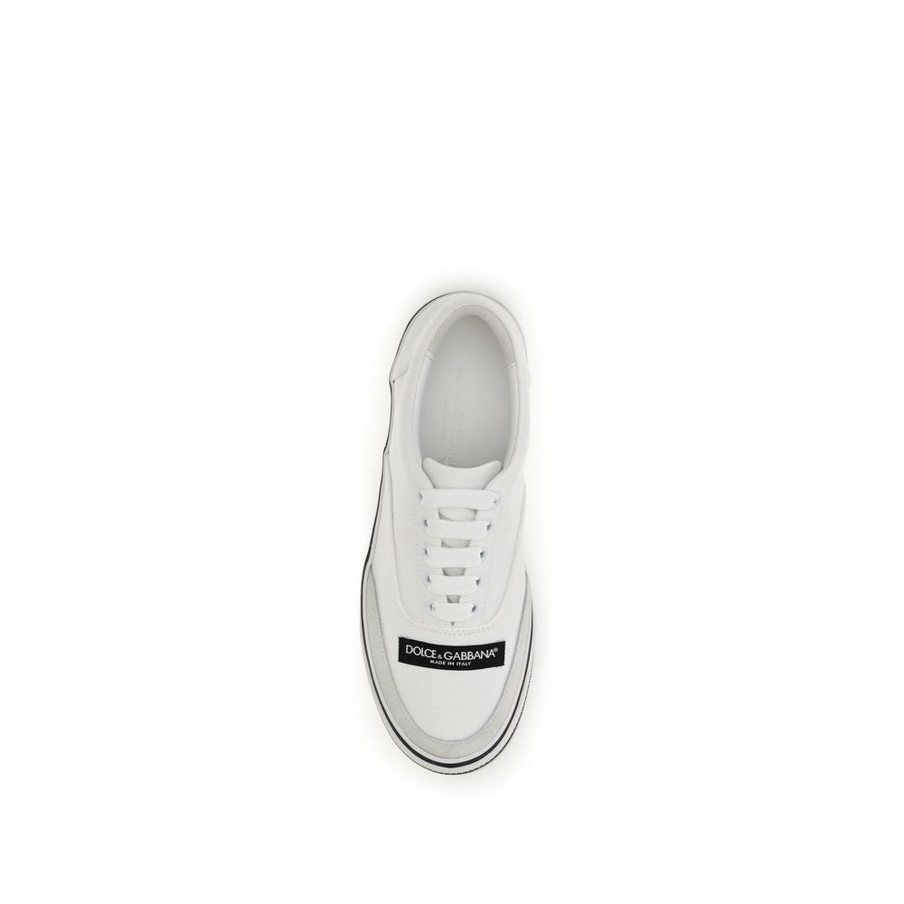 Sneakers by Dolce & Gabbana for women in cotton canvas & bos taurus calf leather cream & white features an versatile design from the Women's Low Top Cotton Canvas & Bos Taurus Calf Leather Sneakers collection, highlighting a versatile low-top style for a premium, high-fashion look.